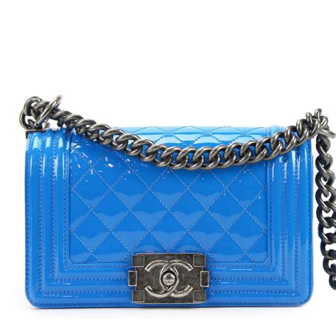 chanel electric blue boy bag